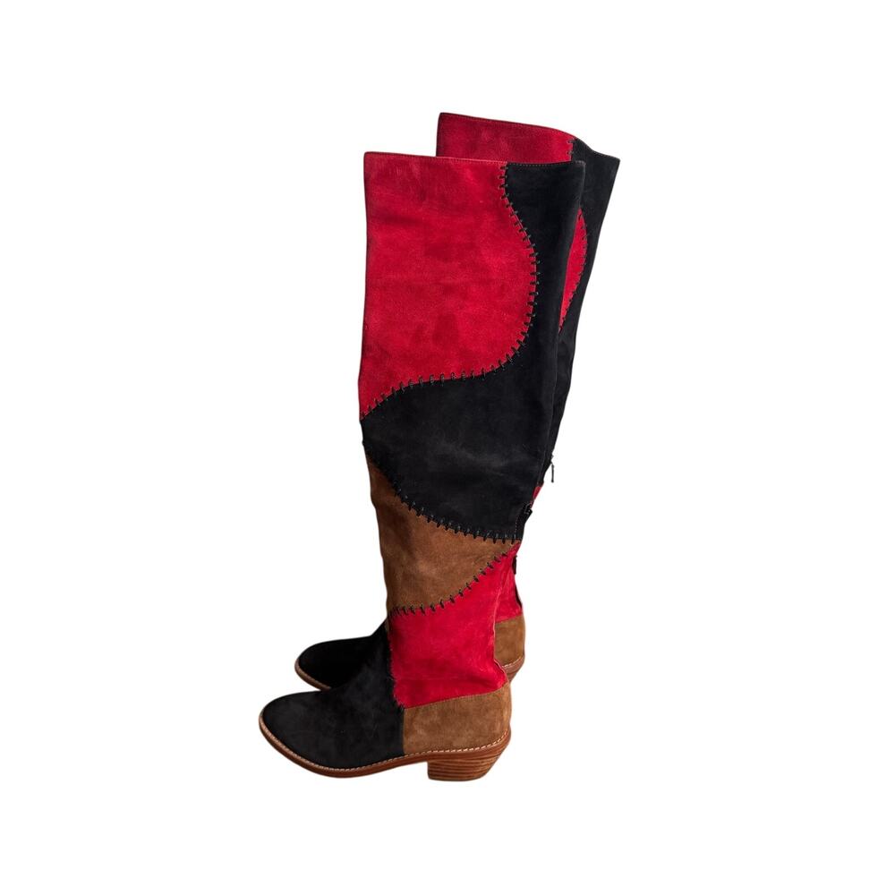 Carolina K Patchwork suede tall knee high boots - Picture 3 of 10